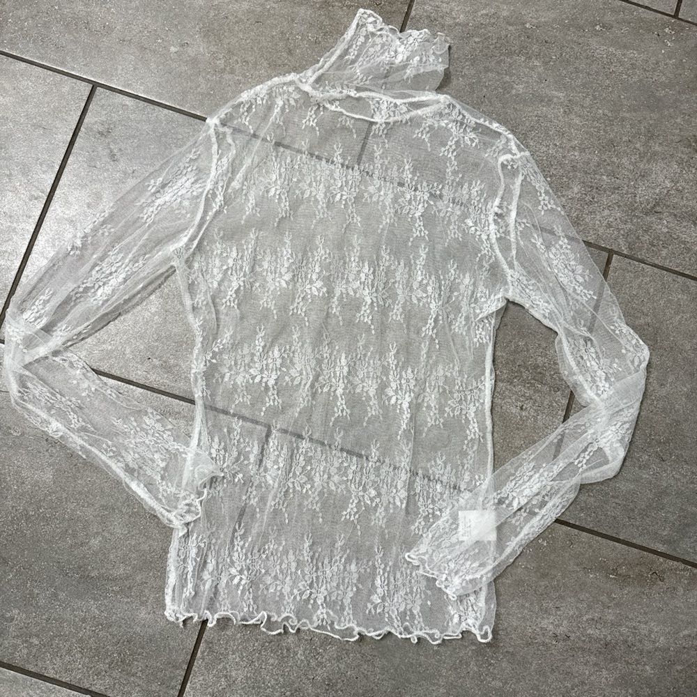 Sheer White Lace Long Sleeve Top